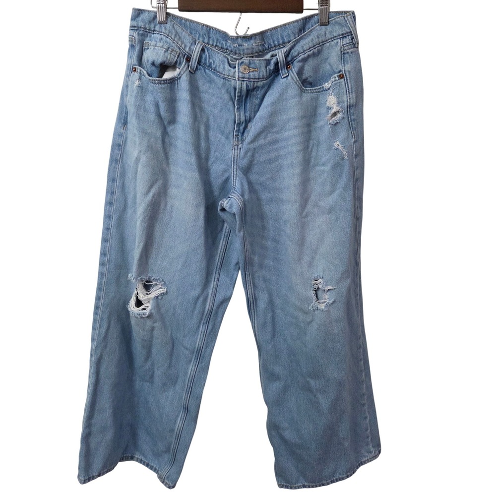 Old Navy Baggy Wide leg Low Rise Jeans Light Wash Womens size 14